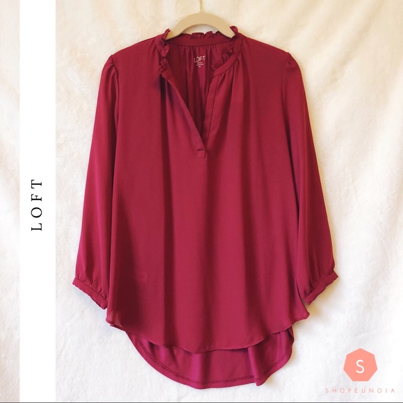 LOFT Tops - LOFT Red Long Sleeve Blouse